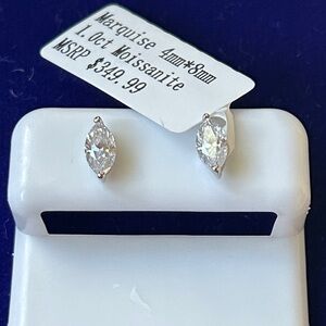 Luxury 925 Sterling‎ Silver 1.0 CT Moissanite Marquise Earrings VVSD